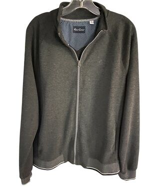 Robert Graham grey men’s zip up front mock jacket size L, two front pockets